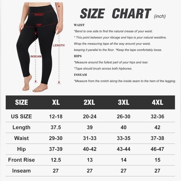 New Fleece Lined High Waist Rise Solid Black Leggings With Pockets NWT Stretchy - Picture 15 of 16